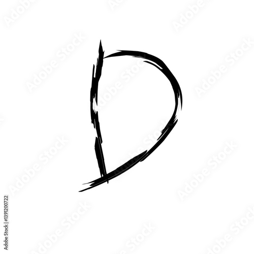 The letter D is drawn in a messy, jagged style