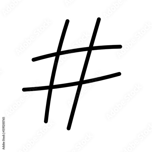A black and white drawing of a hash symbol