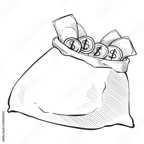 moneybags handdrawn illustration