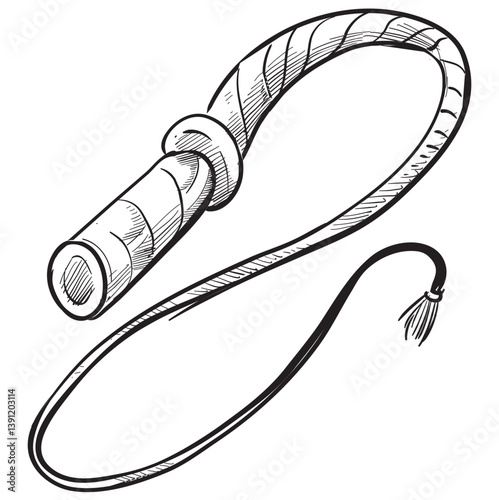 cowboy whip handdrawn illustration
