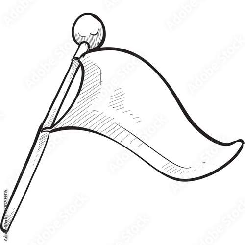 white flag handdrawn illustration