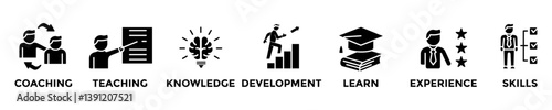 training web banner concept with group of icons for business and media in mix style
