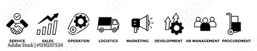 value chain web banner concept with group of icons for business and media in mix style