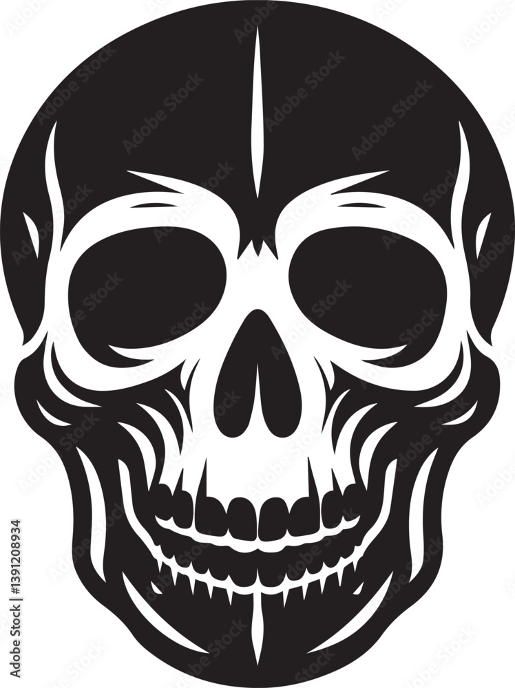 Fototapeta premium black human skull vector illustration, human skull silhouette vector, human skull logo vector, vector illustration