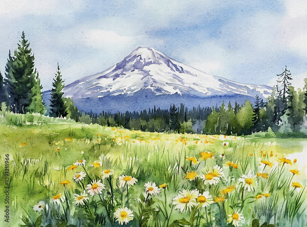Fototapeta premium alpine meadow with wildflowers