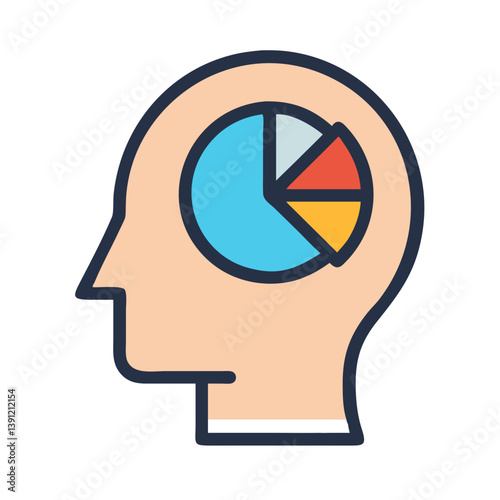 Human Head with Pie Chart Icon Design