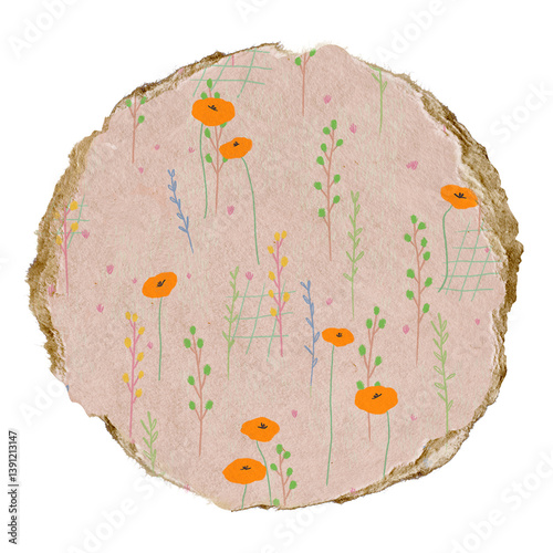 Aesthetic flower pattern png sticker, transparent background