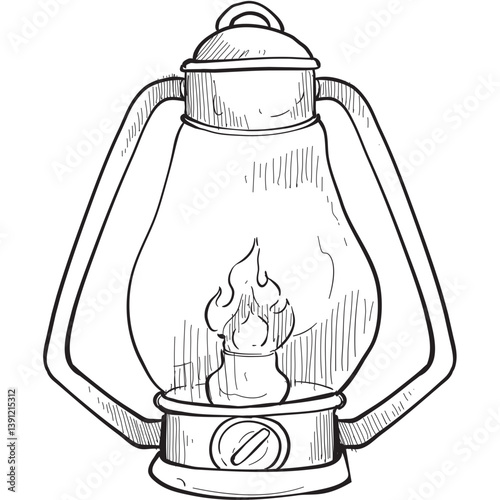 kerosene lamp handdrawn illustration