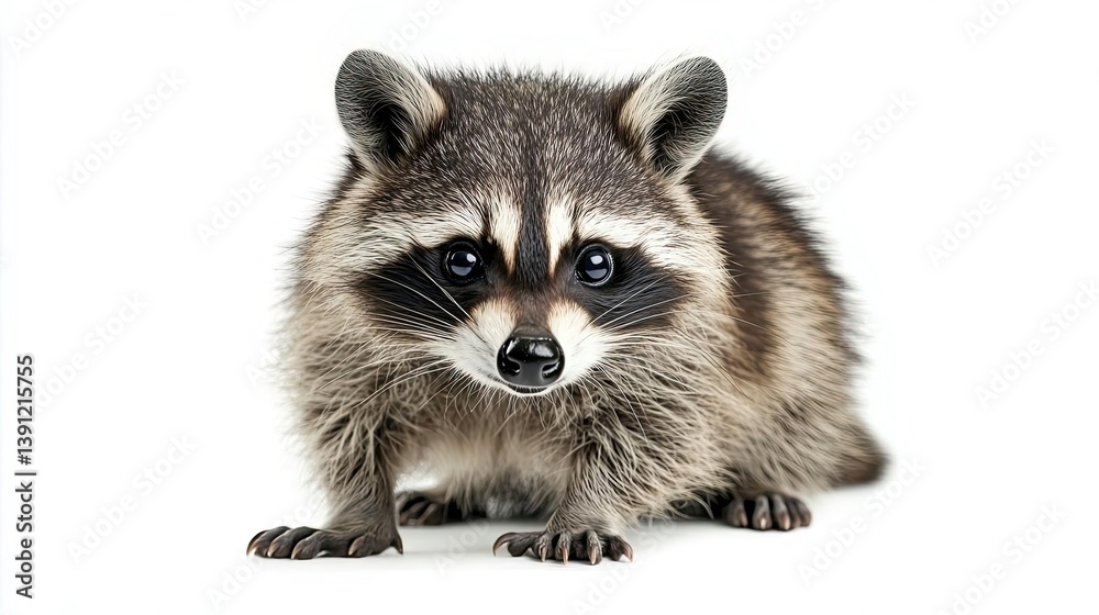 Obraz premium Adorable baby raccoon on white background