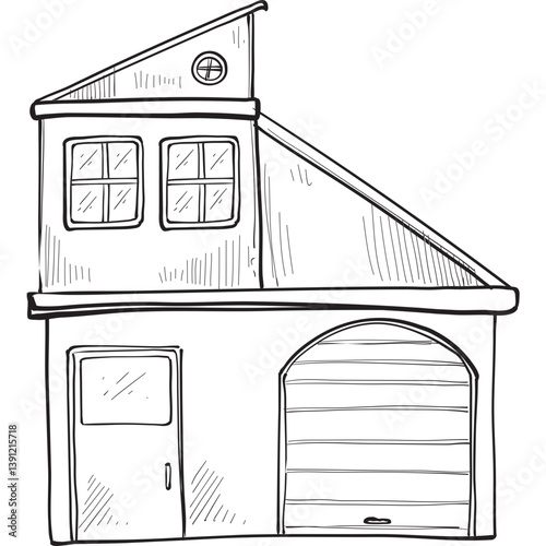 fire station handdrawn illustration