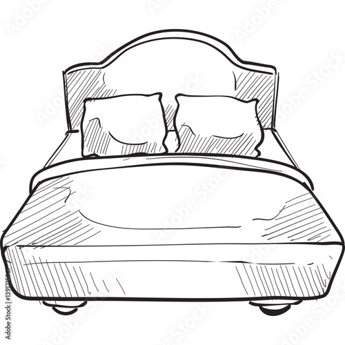 bed handdrawn illustration