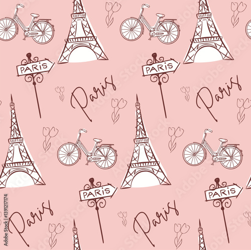  paris pattern background pink.