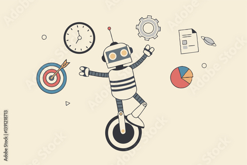 AI artificial intelligence to help productivity, innovation technology for work efficiency, automation or robotic assistance, smart assistance concept, AI robot expert help multitask or productivity.