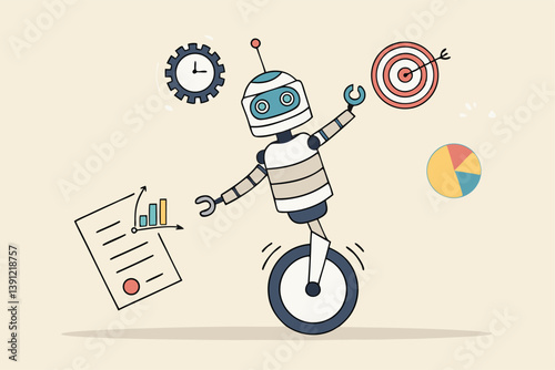 AI artificial intelligence to help productivity, innovation technology for work efficiency, automation or robotic assistance, smart assistance concept, AI robot expert help multitask or productivity.