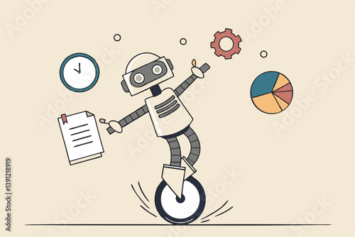 AI artificial intelligence to help productivity, innovation technology for work efficiency, automation or robotic assistance, smart assistance concept, AI robot expert help multitask or productivity.