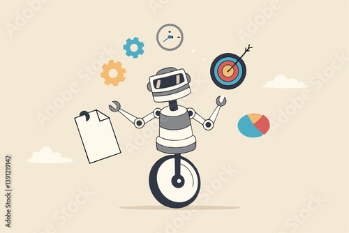 AI artificial intelligence to help productivity, innovation technology for work efficiency, automation or robotic assistance, smart assistance concept, AI robot expert help multitask or productivity.