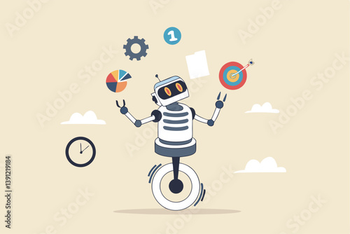 AI artificial intelligence to help productivity, innovation technology for work efficiency, automation or robotic assistance, smart assistance concept, AI robot expert help multitask or productivity.