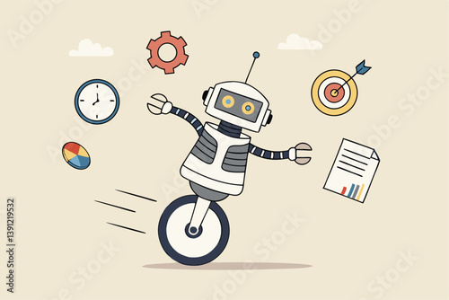 AI artificial intelligence to help productivity, innovation technology for work efficiency, automation or robotic assistance, smart assistance concept, AI robot expert help multitask or productivity.