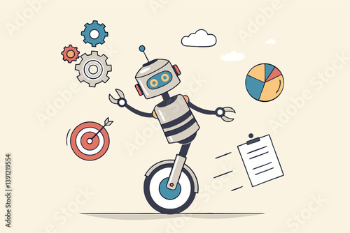 AI artificial intelligence to help productivity, innovation technology for work efficiency, automation or robotic assistance, smart assistance concept, AI robot expert help multitask or productivity.