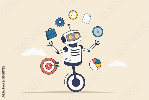 AI artificial intelligence to help productivity, innovation technology for work efficiency, automation or robotic assistance, smart assistance concept, AI robot expert help multitask or productivity.
