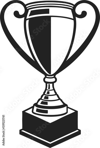 Vector illustration of a black trophy cup icon in elegant silhouette style