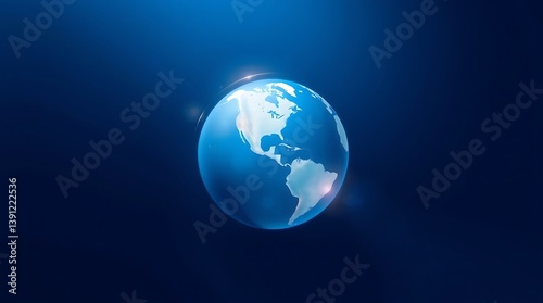 Global Spherical Icon: A mesmerizing depiction of planet Earth in a gradient blue backdrop, showcasing a globe in stunning detail. Evoking the interconnectedness and vastness of our world.