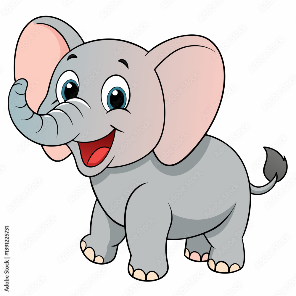 Obraz premium Laughing Baby Elephant Cartoon: Cute & Funny Vector Design Illustration