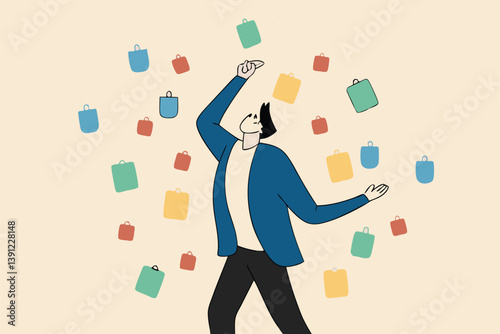 Frustrated or overwhelmed from multitasking, work overload too many tasks, busy overworked, appointment or tired exhausted concept, frustrated businessman working with chaotic sticky notes.