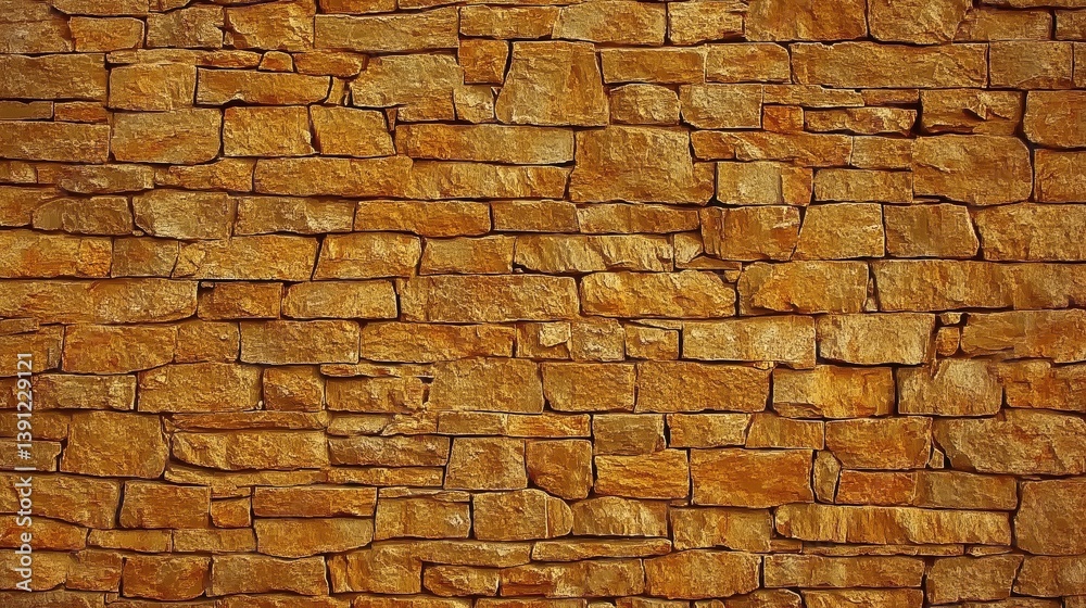 Fototapeta premium Warm Rustic Stone Wall with Natural Texture and Earthy Colors Evoking Timeless Charm 