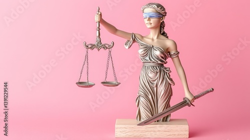 Lady Justice statue, holding scales and sword