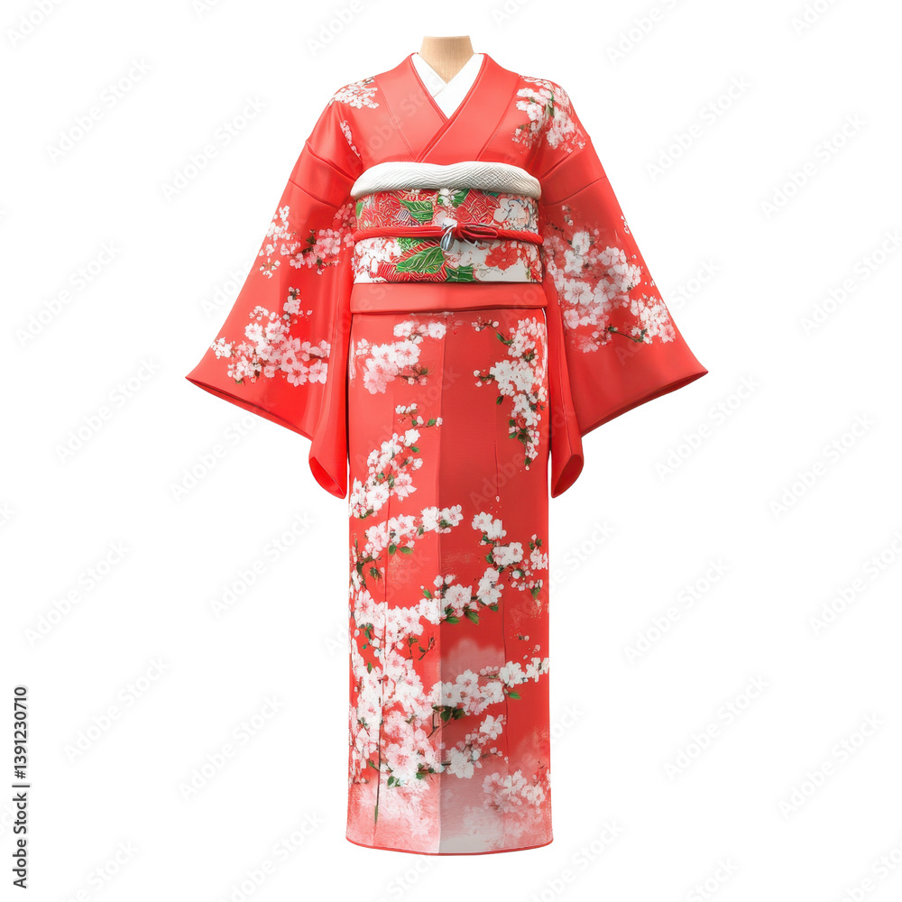 Traditional floral kimono isolated on transparent background Traditional floral kimono isolated on transparent background
