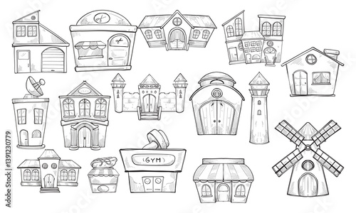 city building handdrawn collection