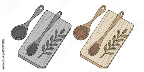 Brown Handcrafted Wooden Spoon Set SALE symbol for business with home decor. 