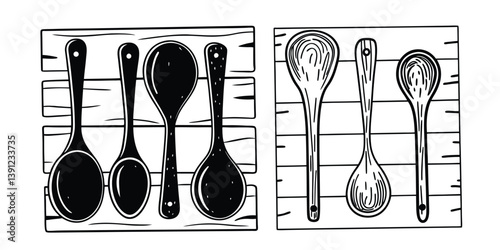 Brown Handcrafted Wooden Spoon Set SALE symbol for business with home decor.