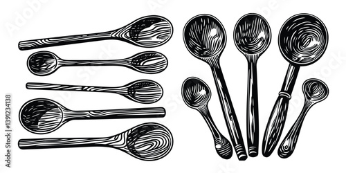Brown Handcrafted Wooden Spoon Set SALE symbol for business with home decor.