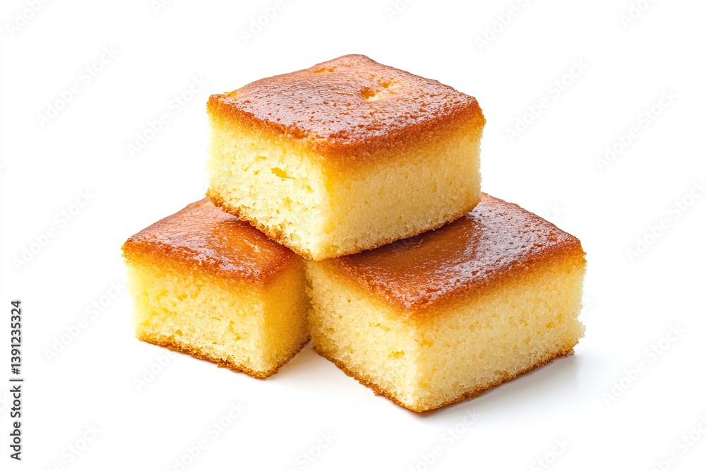 A realistic photo of Financier Cake, hyper-realistic, isolated on white A realistic photo of Financier Cake, hyper-realistic, isolated on white