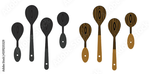 Brown Handcrafted Wooden Spoon Set SALE symbol for business with home decor.