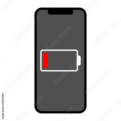 充電無しのマークが表示されたスマートフォン