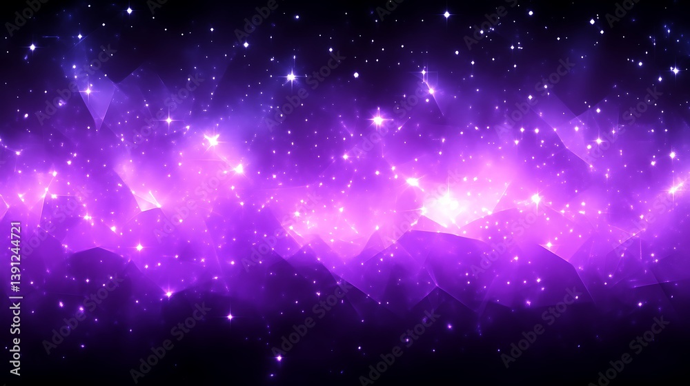 Obraz premium Abstract purple nebula with glowing stars and cosmic dust.