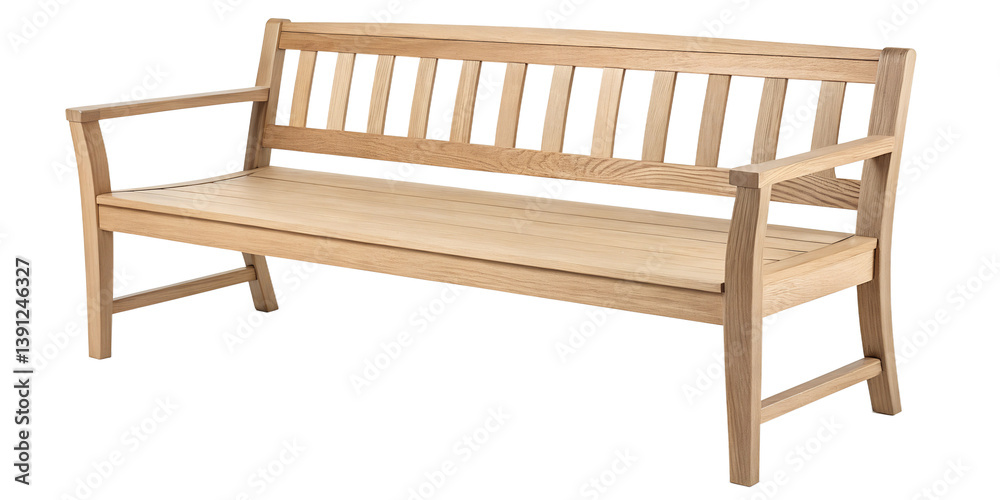 Minimalist wooden bench with a natural finish isolated on white background png Minimalist wooden bench with a natural finish isolated on white background png