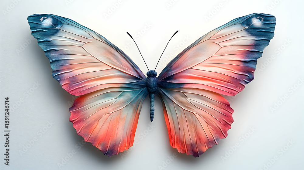 An artistic and colorful depiction of a beautiful butterfly specimen An artistic and colorful depiction of a beautiful butterfly specimen