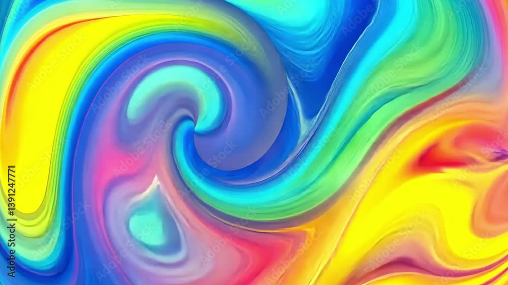 Colorful Abstract Swirl Design Dynamic and Vibrant Fusion of Blue, Green, Yellow, and Pink Creating Energetic Visual Experience That Inspires Creativity and Joy.
