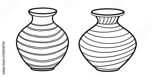 Handmade Clay Vase brown, Black & White with coloring ceramic vase pottery isolated object