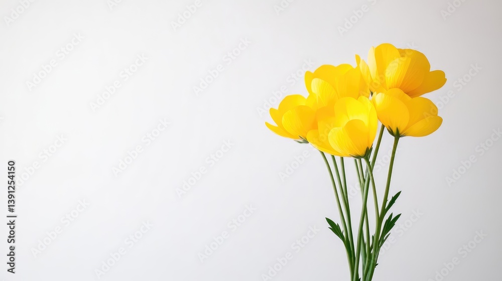 Yellow Flowers Simple Bouquet Minimalist Style Bright Lighting Vertical Close-up Shot Vibrant Blooms White Background Sunny Cheerful Mood Perfect for Spring Cards Yellow Flowers Simple Bouquet Minimalist Style Bright Lighting Vertical Close-up Shot Vibrant Blooms White Background Sunny Cheerful Mood Perfect for Spring Cards
