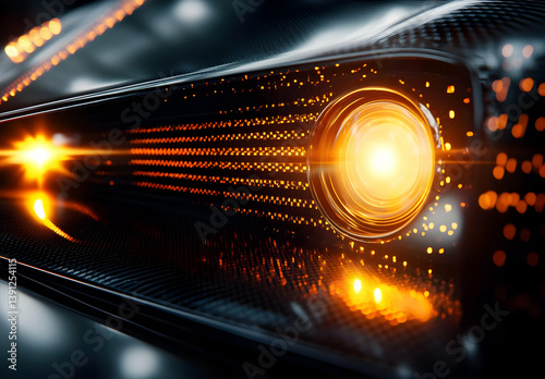 A close-up view of modern car headlights displaying dynamic lighting effects and sleek design elements.