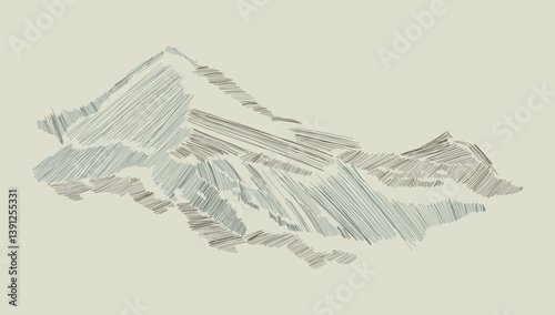 Mountain wave abstract print. Contemporary vector design showcasing elegant line art of majestic mountain landscapes.