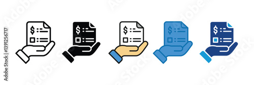 Payroll Document  Icon Set Multiple Style Collection