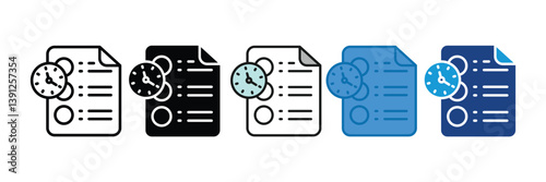 Time Sheet  Icon Set Multiple Style Collection