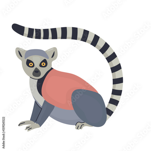 Ring tailed lemur icon clipart avatar logotype isolated illustration