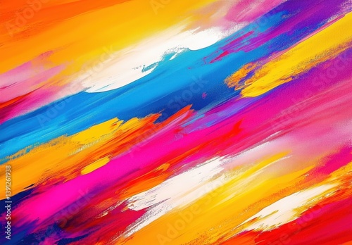 Vibrant Abstract Painting with Bold Strokes in Vivid Colors Evoking Creative Energy
